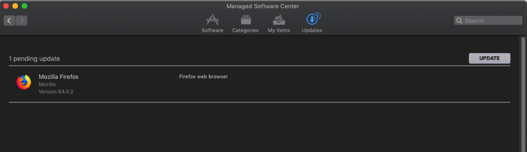 Managed Software Center showing a managed install as ready to install