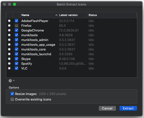 MunkiAdmin items to extract icons for